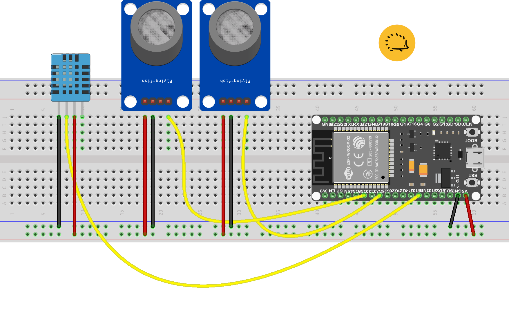 schema elettrico fritzing della centralina multi sensore con ESP32